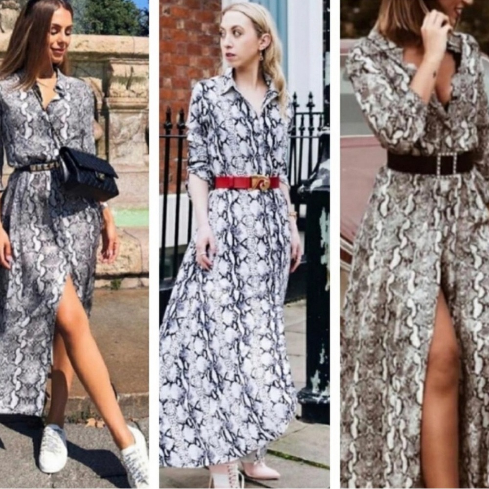 ZARA MAXI SNAKE PRINT SHIRT DRESS ANIMAL  BLOGGERES FAVORITE - Picture 9 of 10